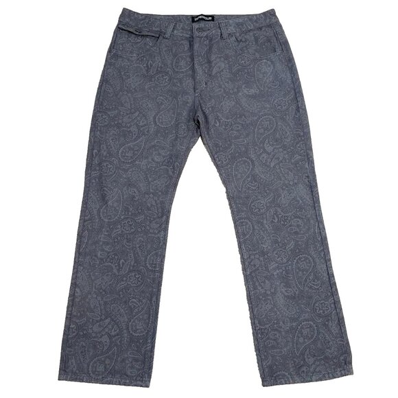 Imperious AOP Paisley Bandana Printed Men's Jeans Grey Straight Leg Y2K Sz 38x32 - Picture 1 of 7